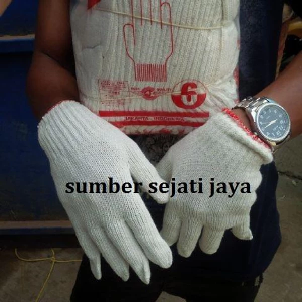 White Cotton Thread Safety Gloves
